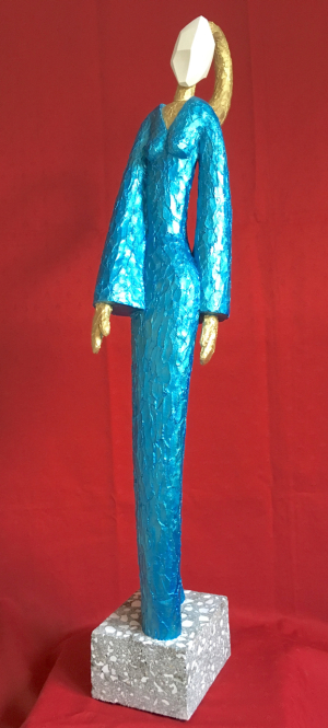 Laurent Messager - Robe bleue (Ciment armé, polychromie patines, Pierre de taille, Socle béton/marbre)